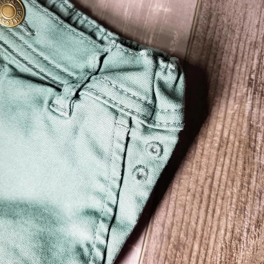 NWOT H&M Twill Trousers with Braces - Long - Khaki Green - Size 9M